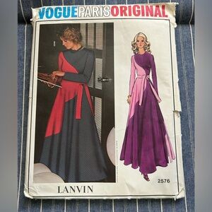 VTG Vogue Paris Original 1970s Sewing Pattern Lanvin Geometric Maxi Dress 2576